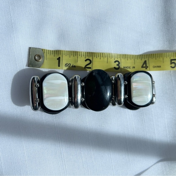 Chico's Black & Mother of Pearl Stretch Bracelet - Picture 2 of 3